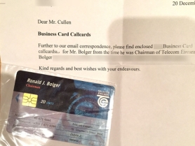 Letter from Ronald Bolger