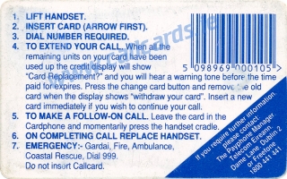 Christmas 1992 Callcard (back)