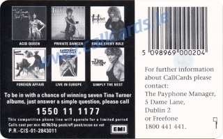 Tina Turner Callcard (back)