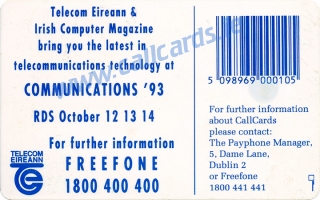 Communications 1993 Callcard (back)