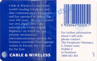 Cable & Wireless Callcard (back)
