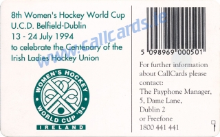 Women's Hockey World Cup Callcard (back)