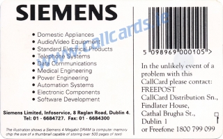 Siemens Callcard (back)
