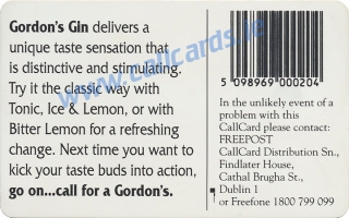 Gordon's Gin Callcard (back)