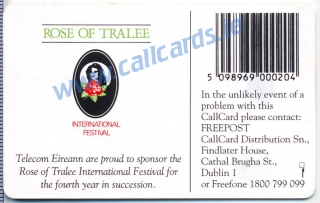 Rose of Tralee 1995 Callcard (back)
