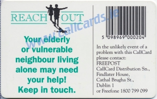 Reach Out Campaign 1995 Callcard (back)