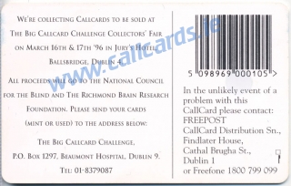 Callcard Challenge 1996 General Issue Callcard (back)