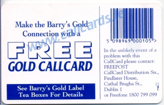 Barrys Tea Callcard (back)