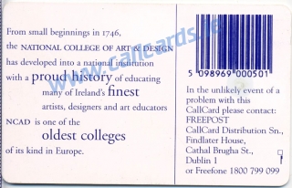 N.C.A.D Pencil (NCAD - National College of Art and Design) Callcard (back)