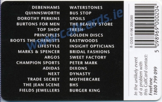 Jervis Shopping Centre Callcard (back)