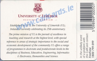 University Of Limerick Callcard (back)