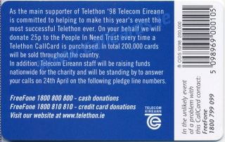 Telethon People in Need 1998 Callcard (back)