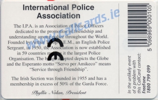 International Police Association Callcard (back)