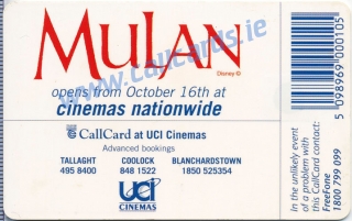 Disney's Mulan Callcard (back)