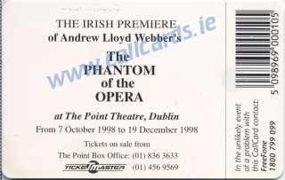 Phantom of The Opera Callcard (back)