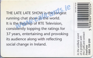 The Late Late Show Callcard (back)