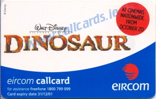 Disney's Dinosaur Callcard (back)