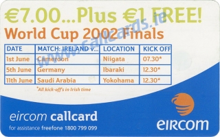 Colin Healy World Cup 2002 Callcard (back)