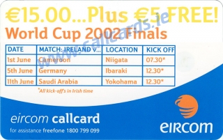 Mick McCarthy World Cup 2002 Callcard (back)